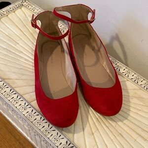 BCBGeneration Red Ankle Strap Flats